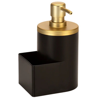 Dispenser Porta Detergente 600ml Preto Dourado Suporte Para Bucha Buchinha Esponja Pia Cozinha Arthi em Oferta na Shopee