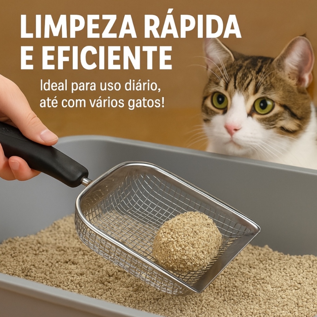 Pá de Areia Em Aço Inoxidável Para Gato Higiênica Ideal Caixa De Areia