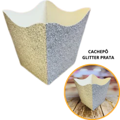 10~50 KIT CACHEPÔ FESTA IMITAÇÃO GLITTER PRATA 9X9X7CM VAZO DECORAÇÃO 2.65 ( NC TOYS CACHEPÔ ) (CHOCO)