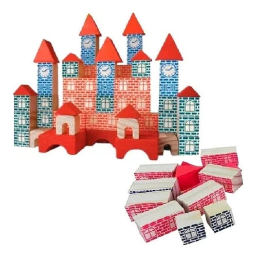 Brincando de Engenheiro Xalingo 120 Peças Madeira Infantil Brinquedo Pedagógico Montessori Criança — imagem 2 de 2