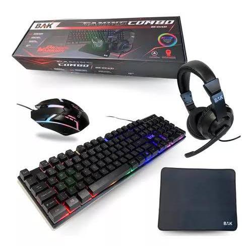 Combo Gamer Periféricos Teclado Mouse Rgb Mouse Pad Headset com Fio Computador Notebook Vídeogame - Miniatura 2