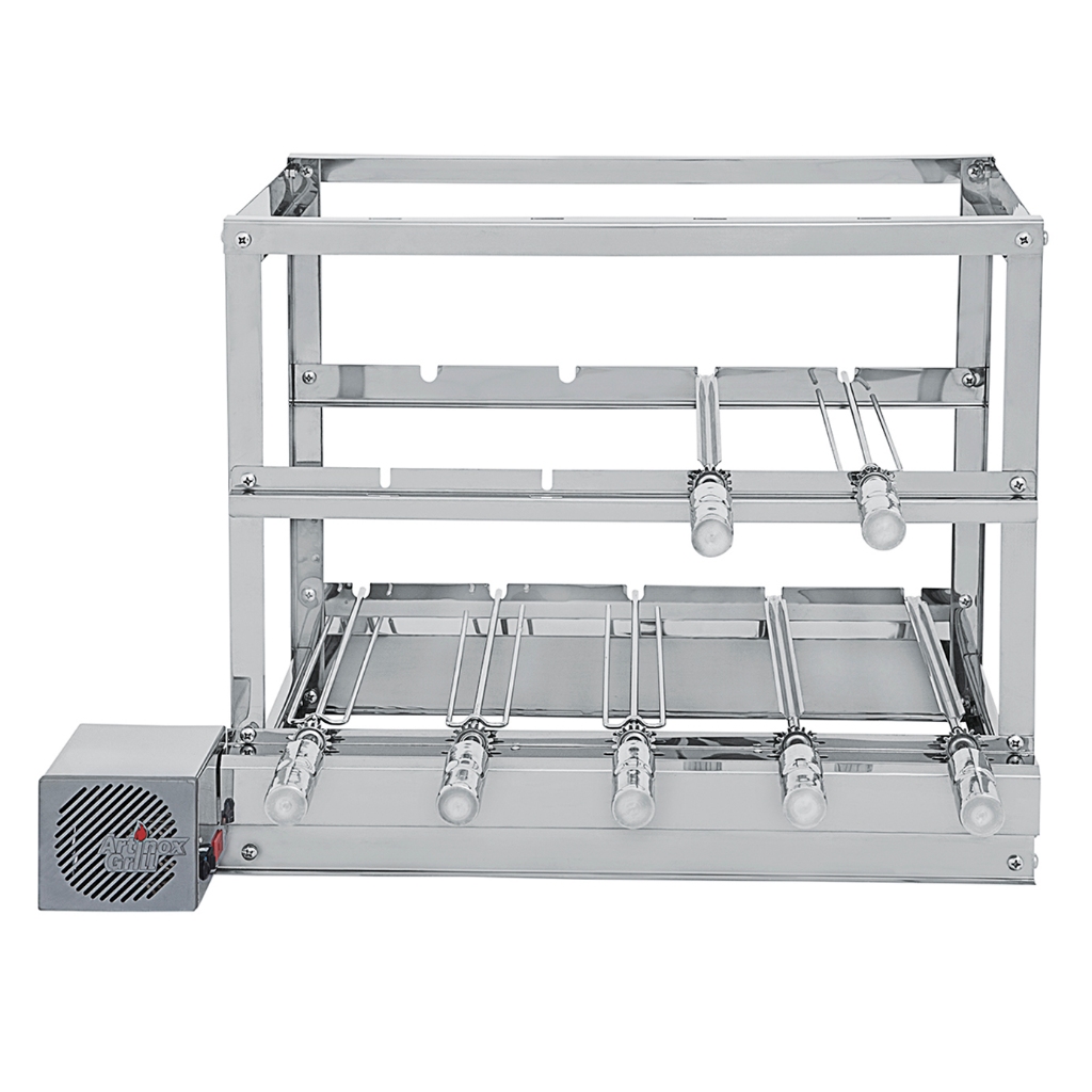 Churrasqueira Gira Grill Multinível 3 Andares - 100% Inox - 5 Espetos Giratórios