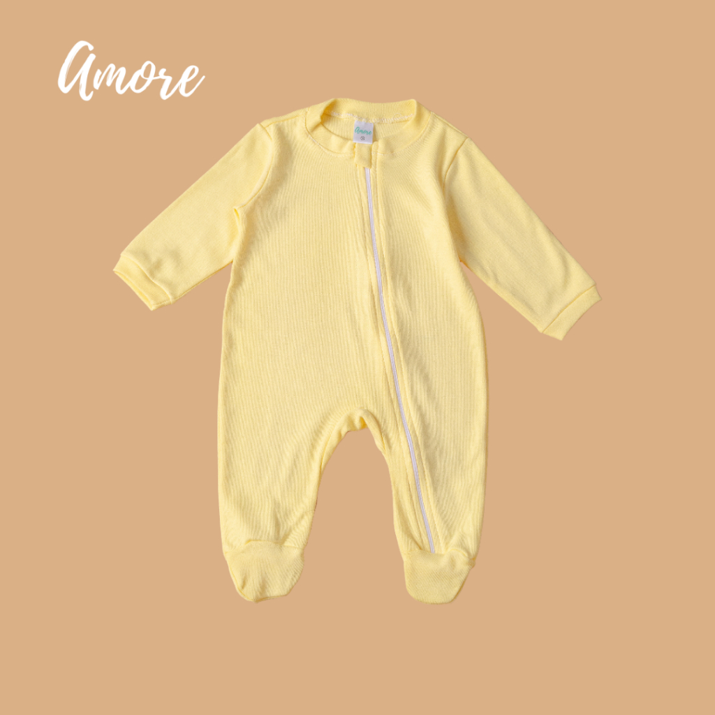 Macacão de bebê Pezinho Amarelo - Suedine 100% Algodão