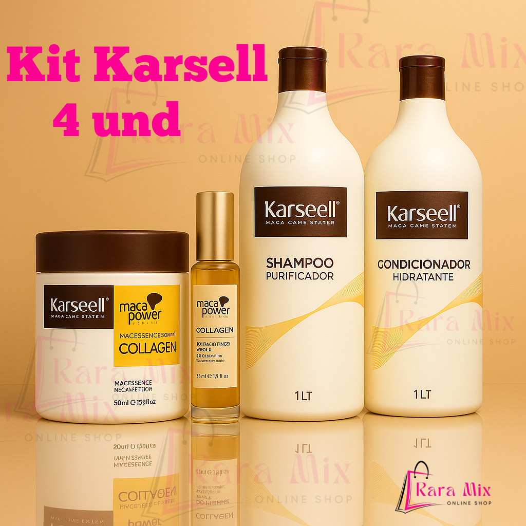 Kit Karseell Máscara 500g + 1 Shampoo 1L+ 1 Condicionador 1L + Òleo 60ml