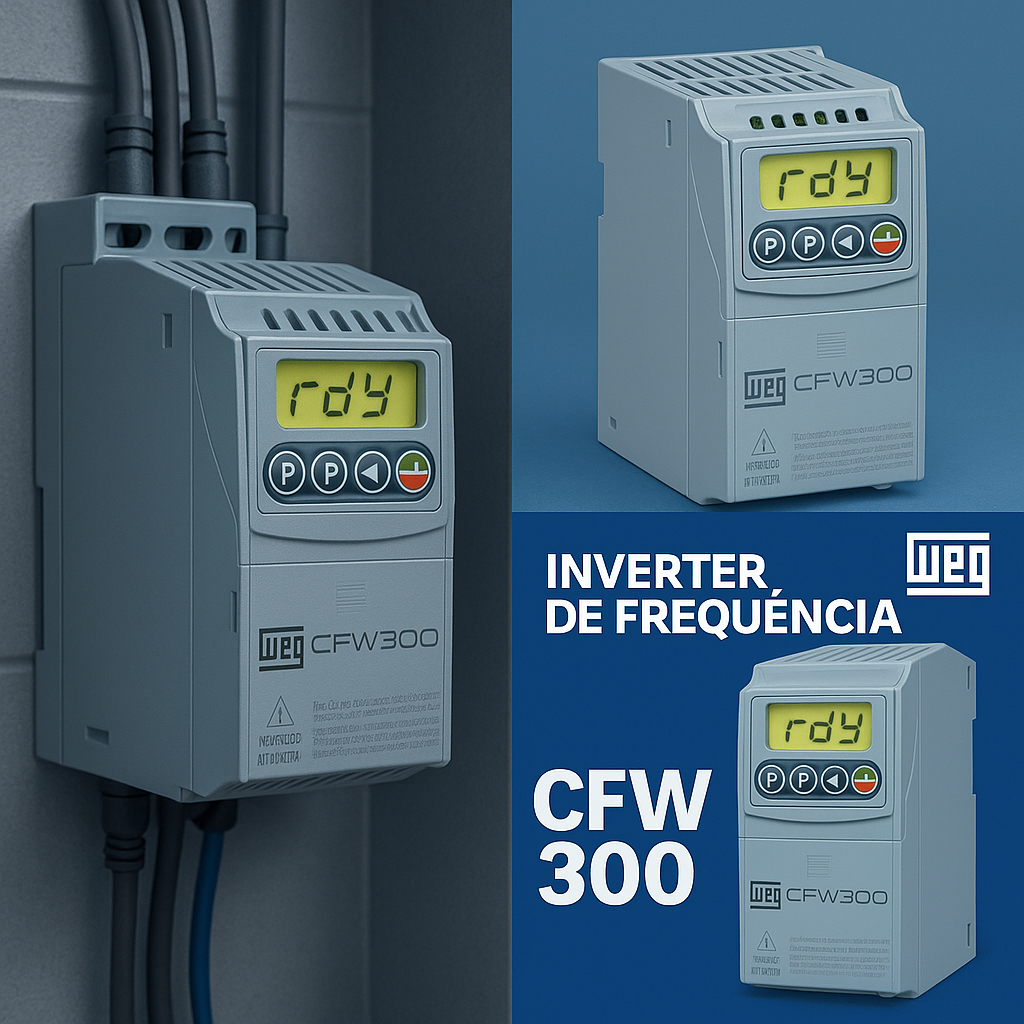 Inversor de frequência WEG CFW300 4cv 380v 6,5a Trifásico Sem IGBT de Frenagem
