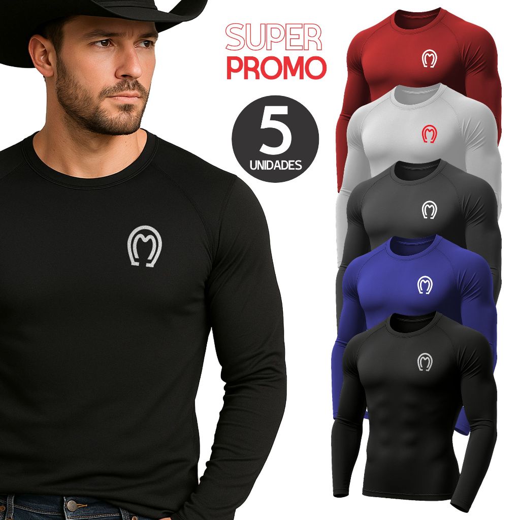 Kit Com 5 Camisa Térmica Segunda Pele Proteção UV50+ Mangalarga Marchador