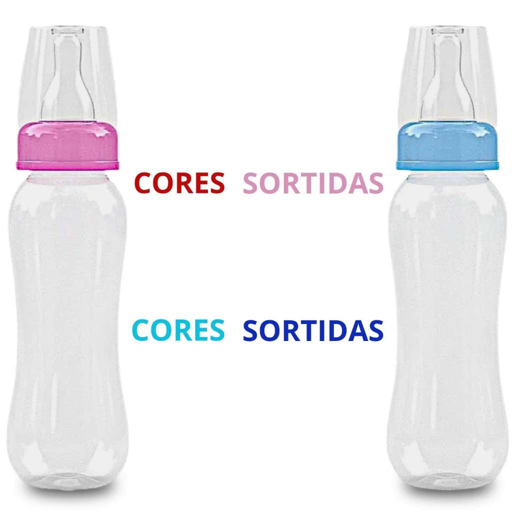 Mamadeira Infantil Bebê Cristal 240ml Com 1 Unidade Cor Sortida Menino Menina