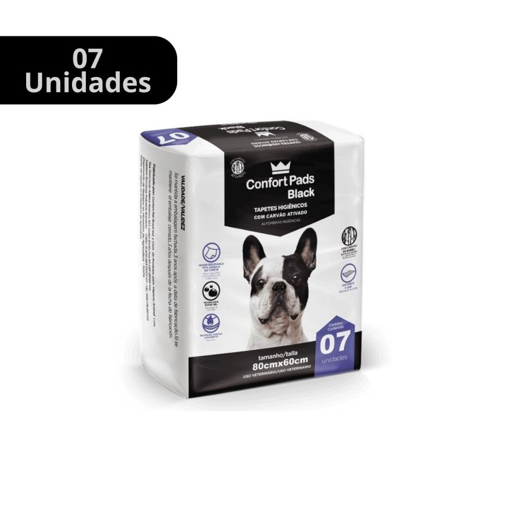 Tapete Absorvente Confort Pads Preto 80x60 Higiene Kit 7 un