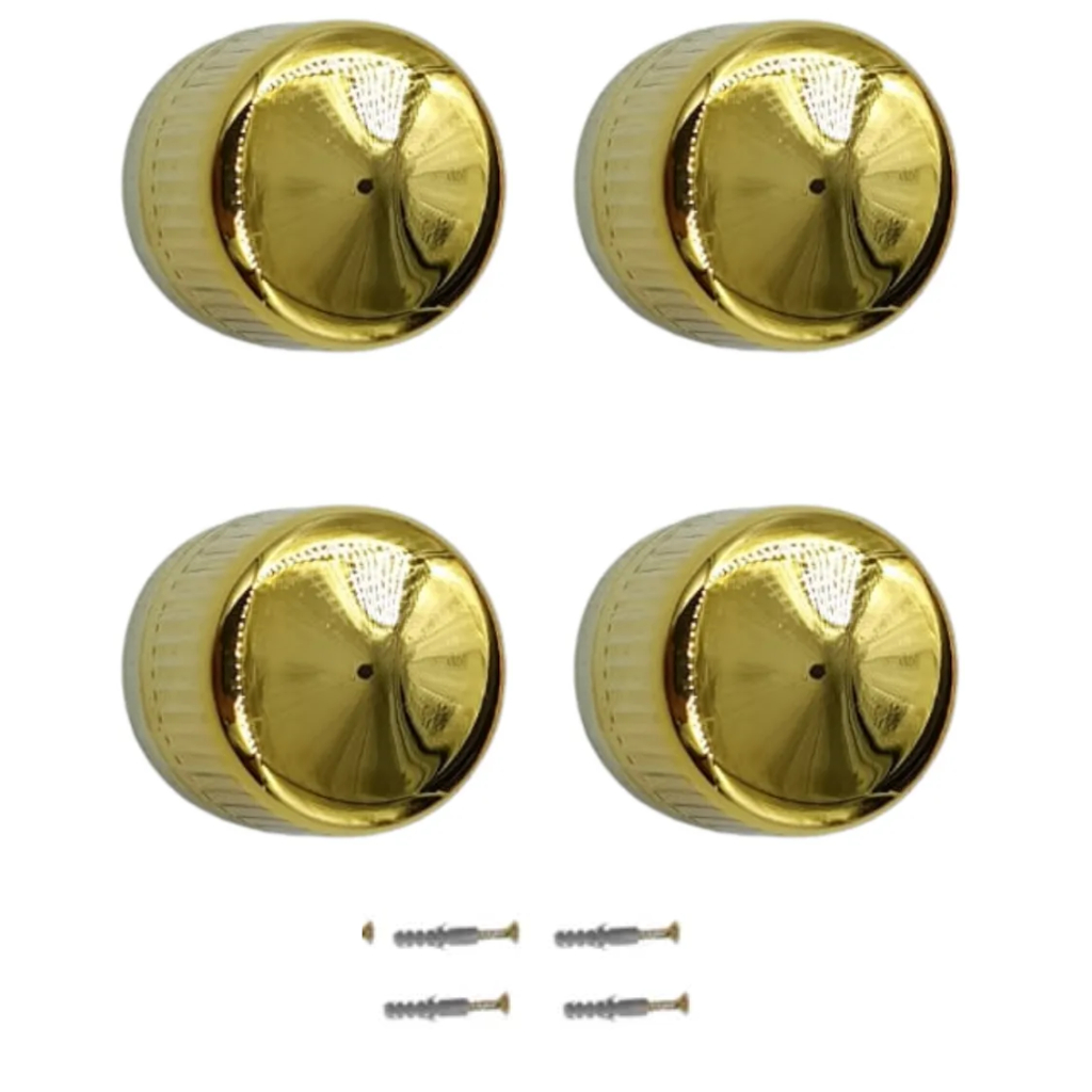 Kit 4un Botão francês Para espelho de plástico ABS Dourado fixa espelho com parafusos e buchas