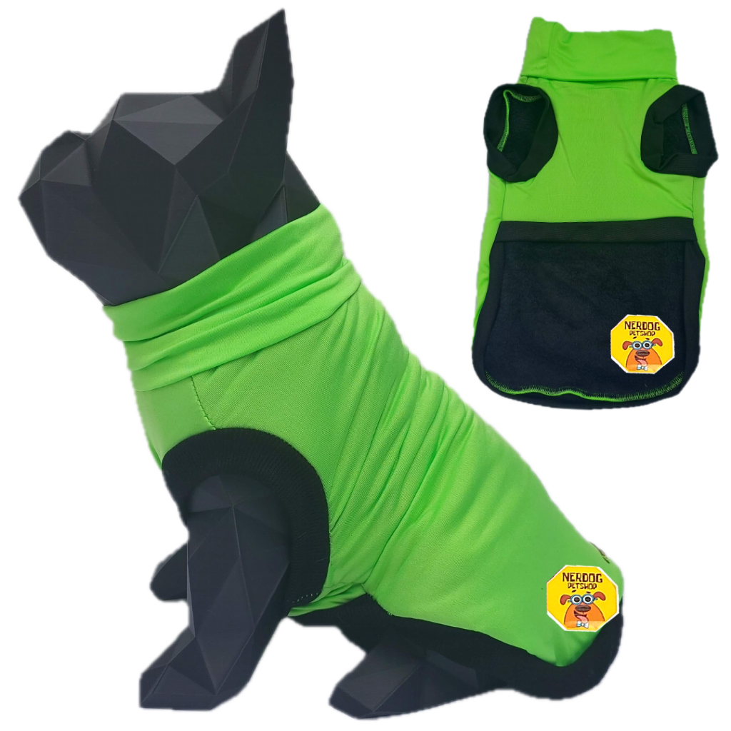 Roupa Pet Cachorro Gato Blusa Casaco Lycra Verde Forro Soft Neon