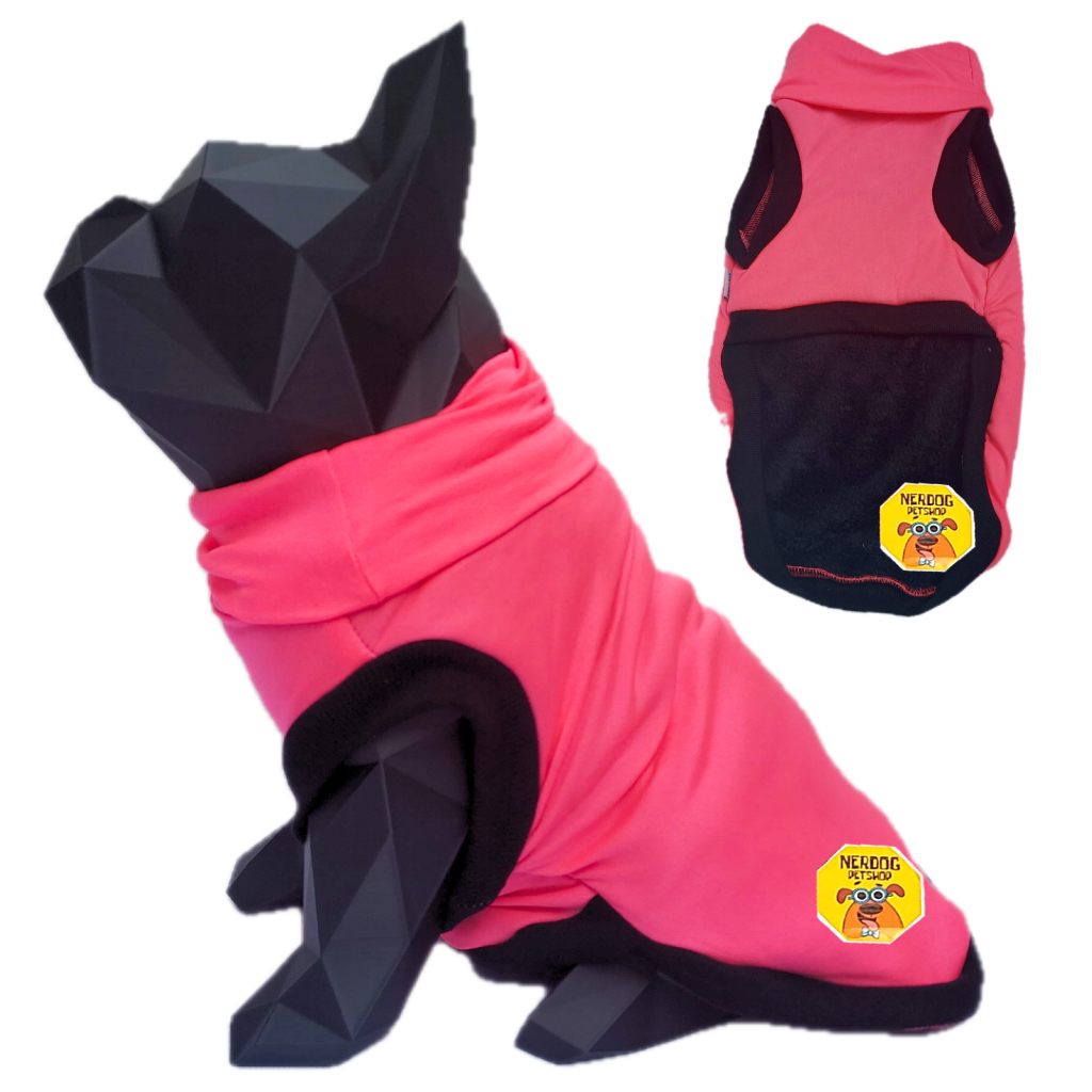 Roupa Pet Cachorro Gato Blusa Casaco Lycra Rosa Forro Soft Neon
