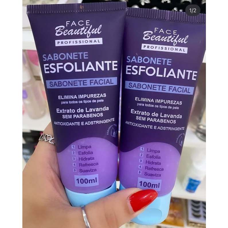 Face Beautiful Esfoliante Sabonete Lavanda Antioxidante 100 ML em Oferta na Shopee
