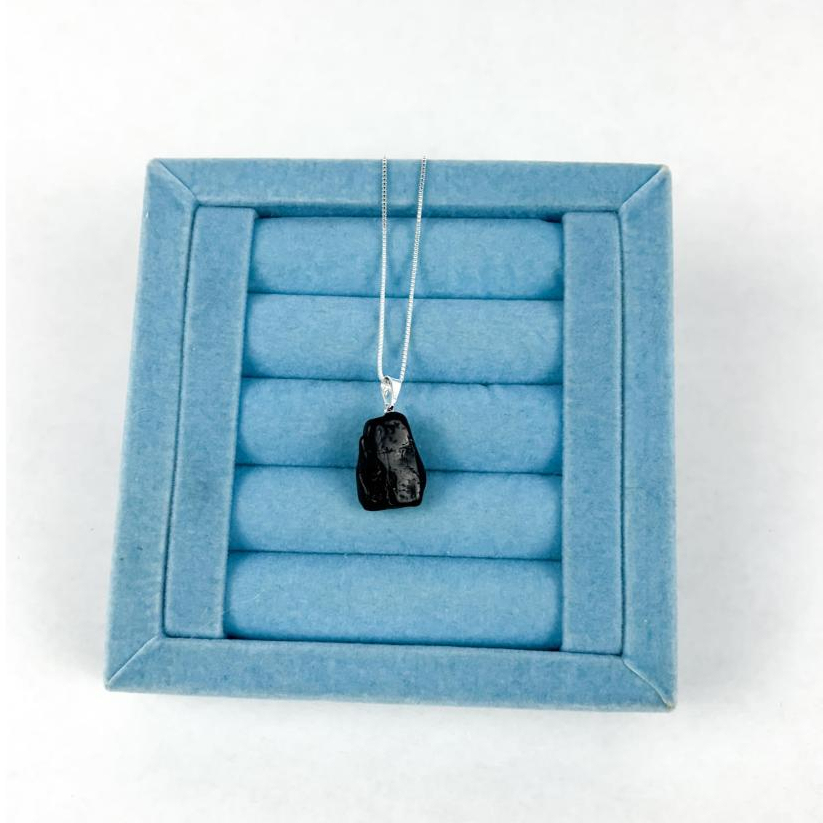 Colar Longo Turmalina Negra - Banhado a Prata