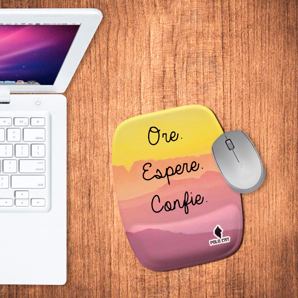 Mouse Pad Ergonômico PoloCat Retangular Ore Espere e Confie