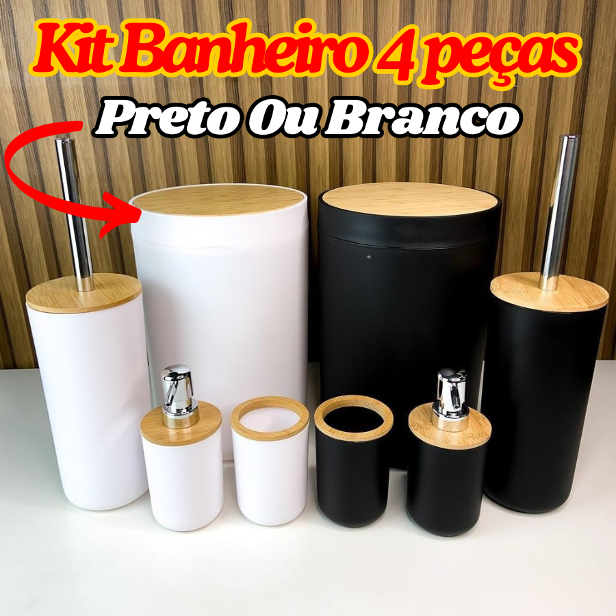 Kit De Banheiro 4 Pçs Copo Escova De Dente E Cesto De Lixo E Frasco De Loção, Escova Vaso ...