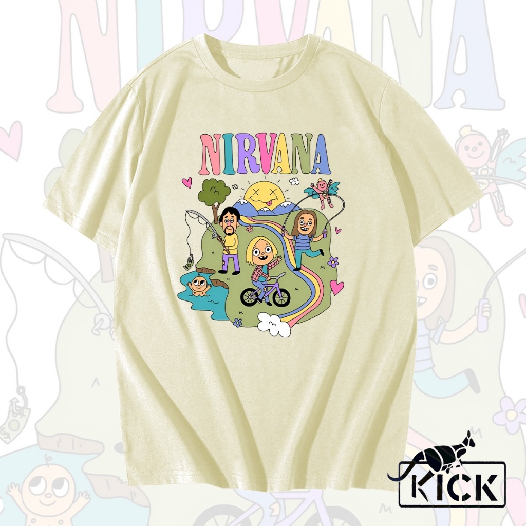 Camisa Camiseta Unissex 100% Algodão Nirvana Fofo em Oferta na Shopee