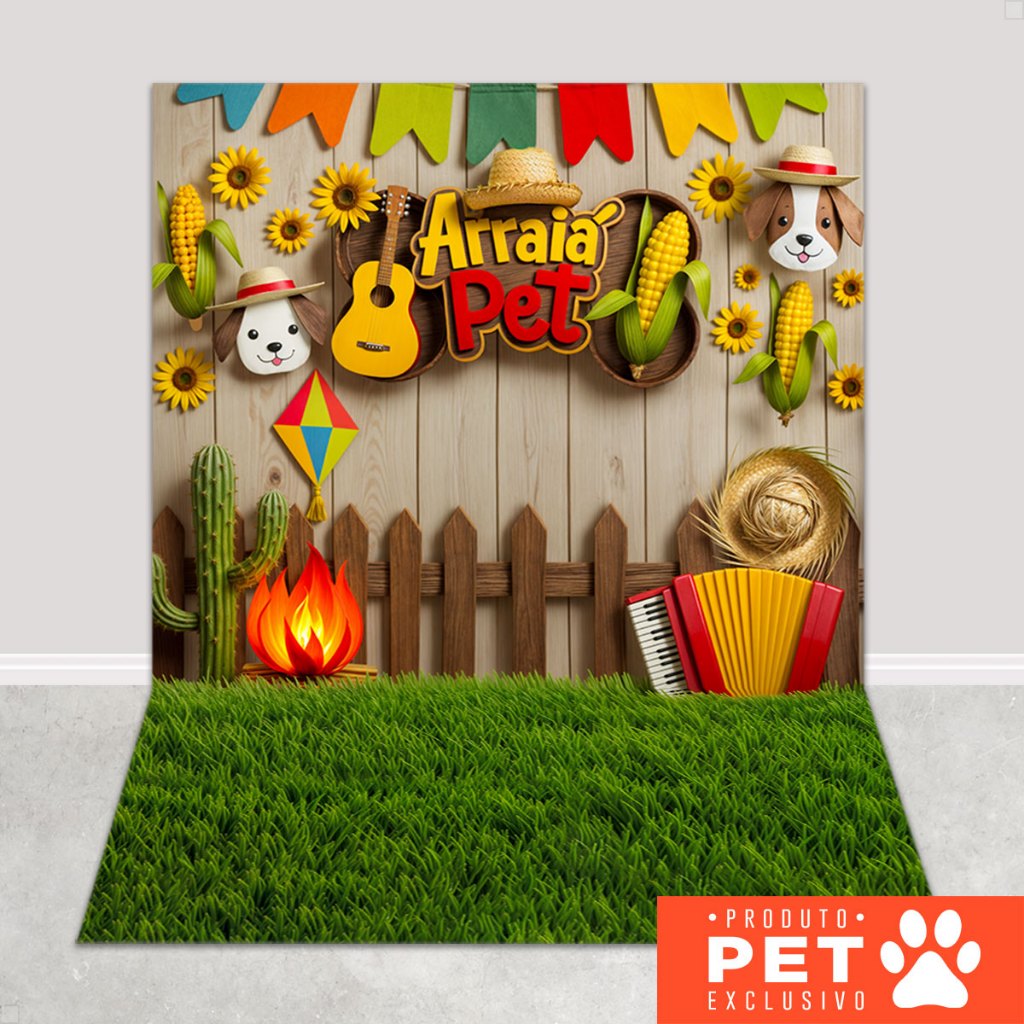 Fundo Fotográfico Festa Junina Pet Shop Cenário Aurraiá Tecido 1,20x1,70m Painel Arraiá - PET-153 em Oferta na Shopee