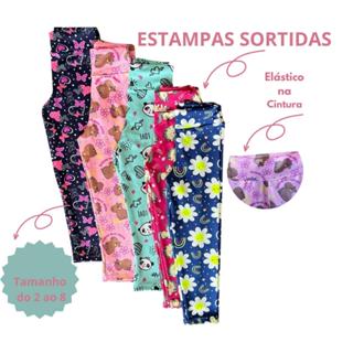 Kit Com 3 Calças estampadas infantil kids leggings,girls leggings,toddler leggings em Oferta na Shopee