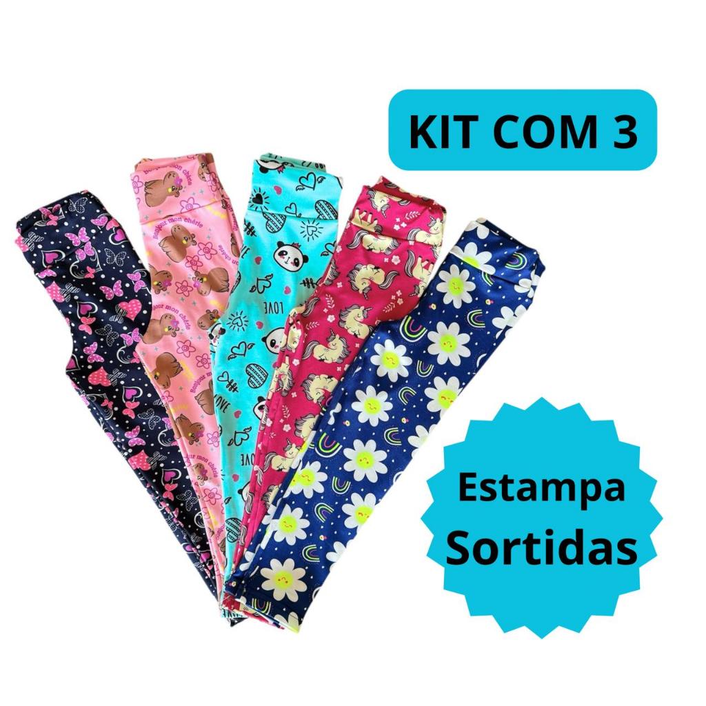 Kit com 3 calça infantil menina calça leggings ,kids leggings,girls leggings,toddler leggings, em Oferta na Shopee