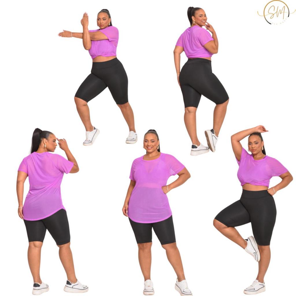 Kit 5 Long Line Alongada Tule Transparente Feminino Academia Fitnes