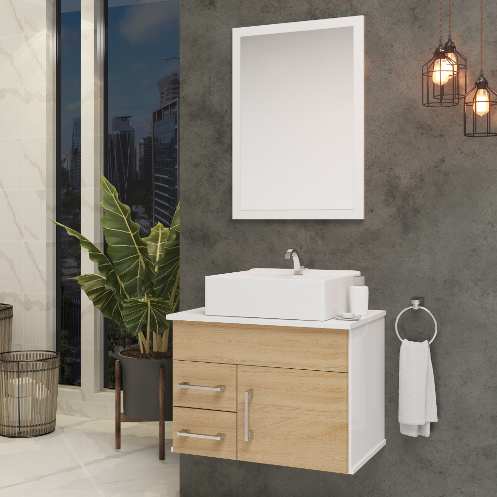 Conjunto Turquesa MDF gabinete de banheiro com pia e espelheira em Oferta na Shopee