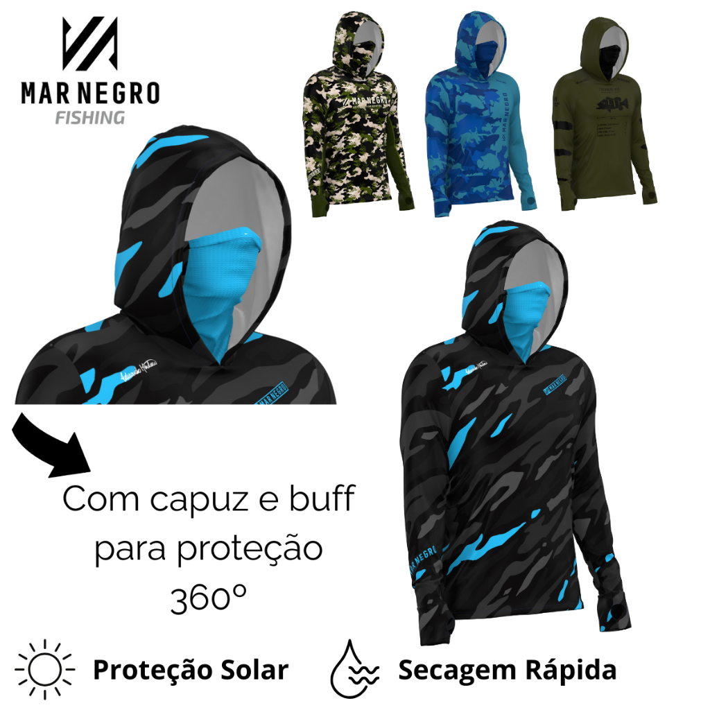 Camisa De Pesca Mar Negro X-Protect 360 Camiseta Capuz Buffer 50UPF Proteção UV Proteção do Sol em Oferta na Shopee