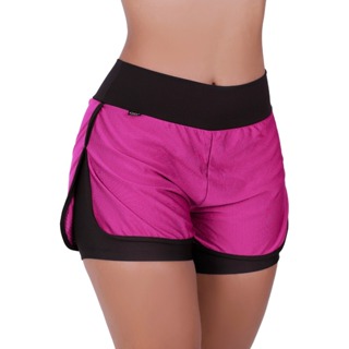 SHORT FEMININO CAMINHADA DUPLO ROSA em Oferta na Shopee