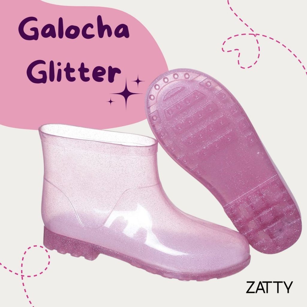 Galocha Transparente Feminino Menina - Zatty