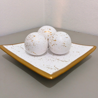 Kit Centro Mesa Prato Decorativo kit 3 Bolas Enfeite Ceramica Enfeite rack sala Vaso em Oferta na Shopee