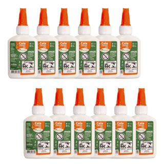 Kit 12 Cola Branca Líquida Lavável Material Escolar Com Espátula Boa Qualidade em Oferta na Shopee