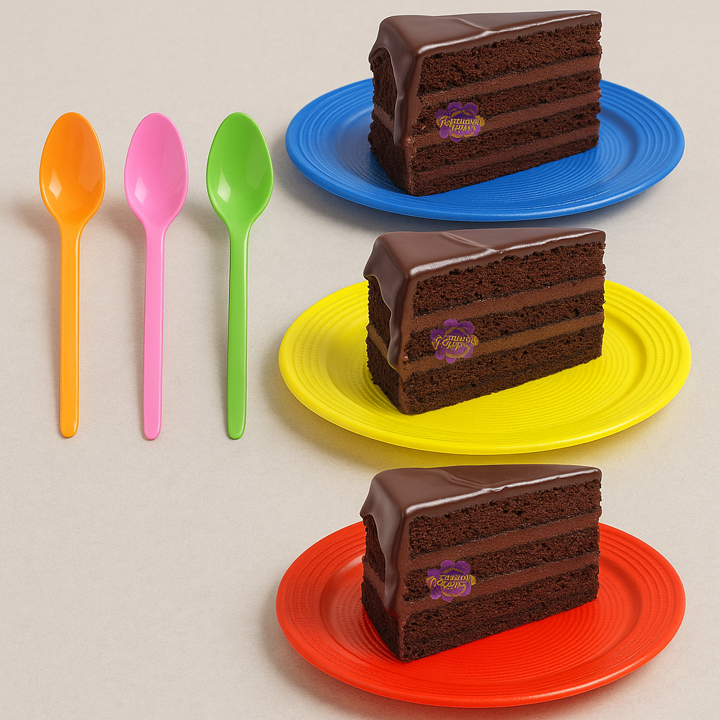 Kit Festa 100 Pratos De Bolo, 100 Colher de Sobremesa para Bolo - Descartáveis Barato P/ Aniversario em Oferta na Shopee