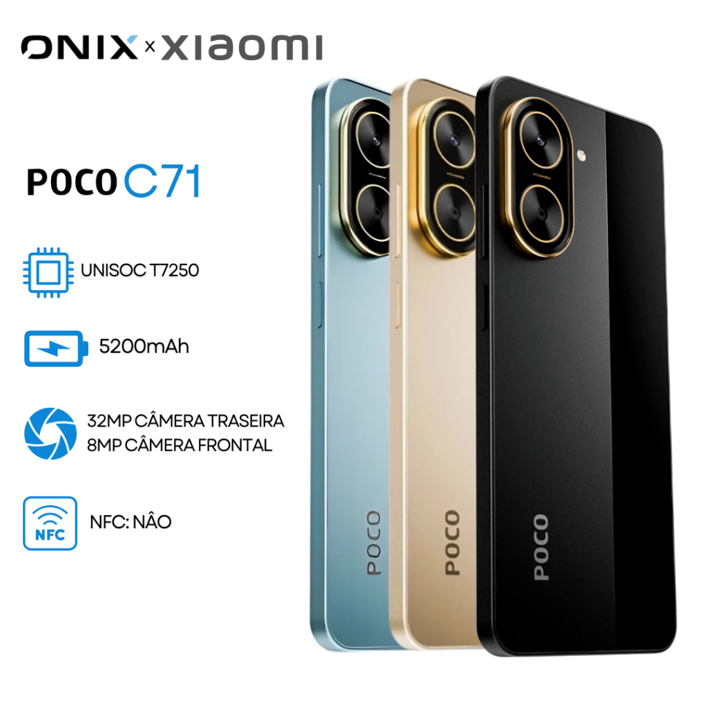 Xiaomi Poco C71 4G 64GB+3GB RAM, 128GB+4GB RAM, Processador UNISOC T7250, Câmera 32 MP, Bateria 5200mAh,, Versão Global em Oferta na Shopee