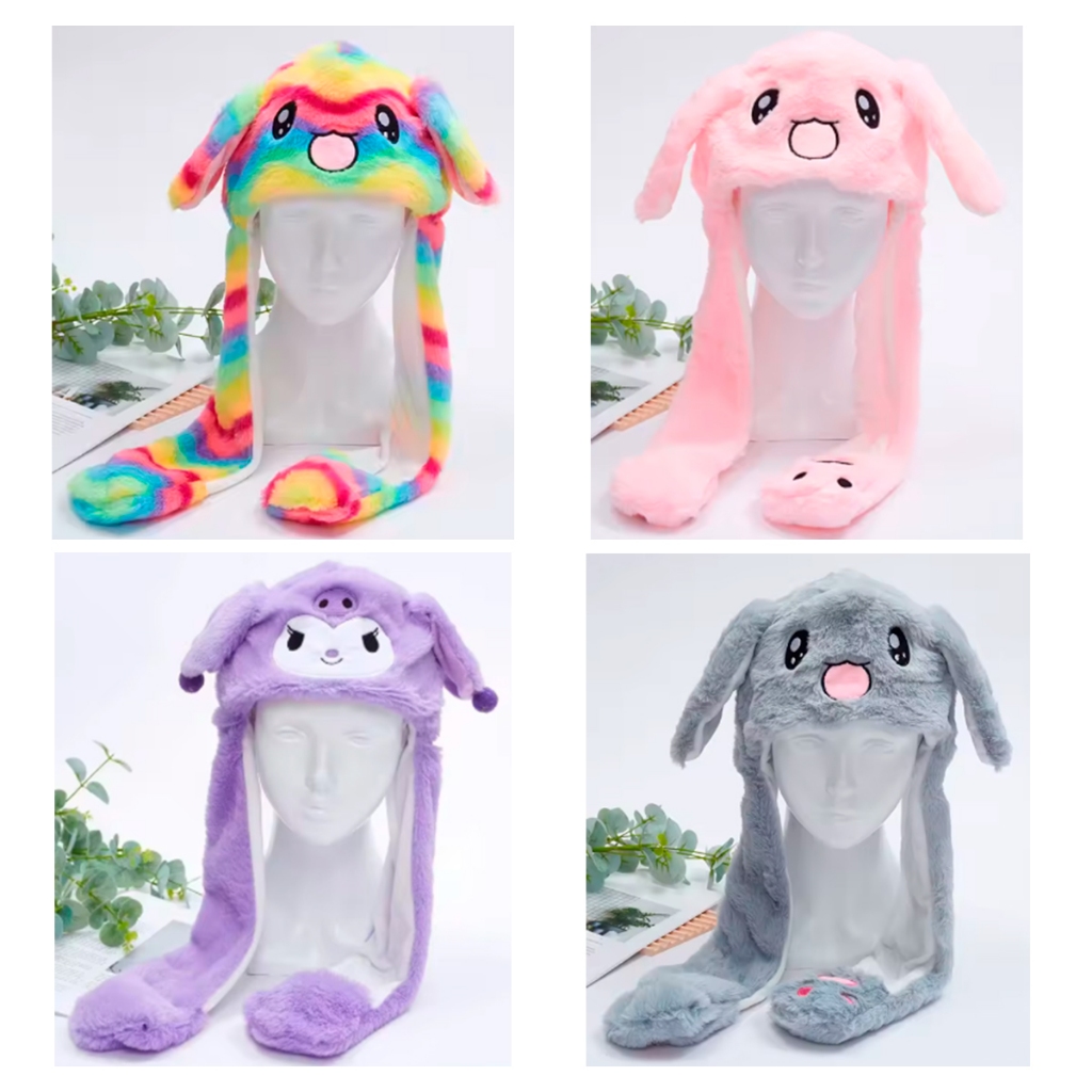 TOUCA MEXE ORELHINHAS MENINA DE ANIMAIS PELUCIADA / GORRO LEVANTA ORELHAS INFANTIL DE BICHINHOS