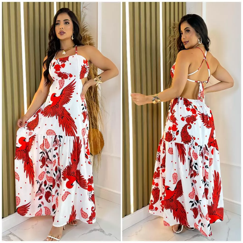 Vestido Longo Feminino Com Forro e Bojo e Regulagem, Versáteis super confortáveis e leves qualidade e durabilidade — imagem 1