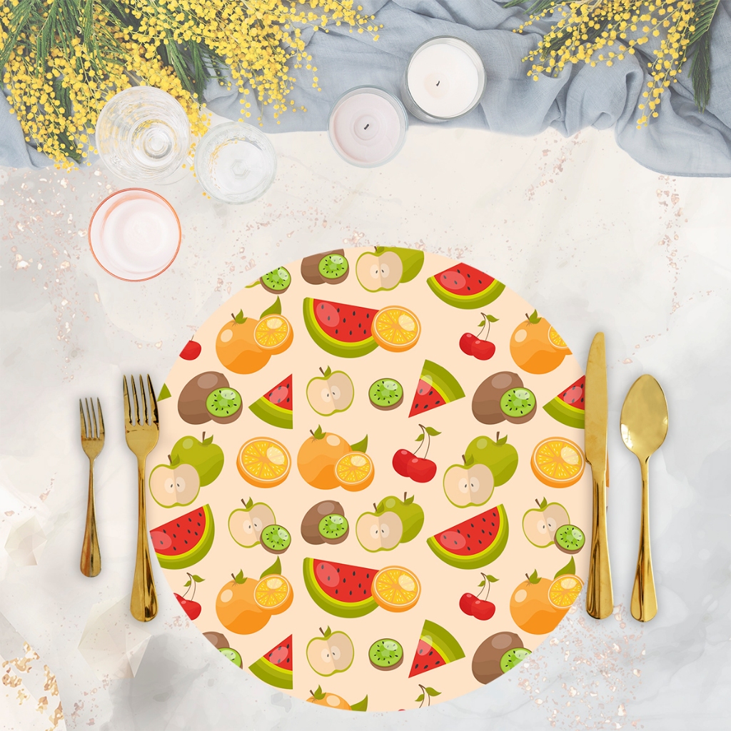Jogo Capas Para Sousplat Em Tecido - Frutas Estampa Melancia 6 peças