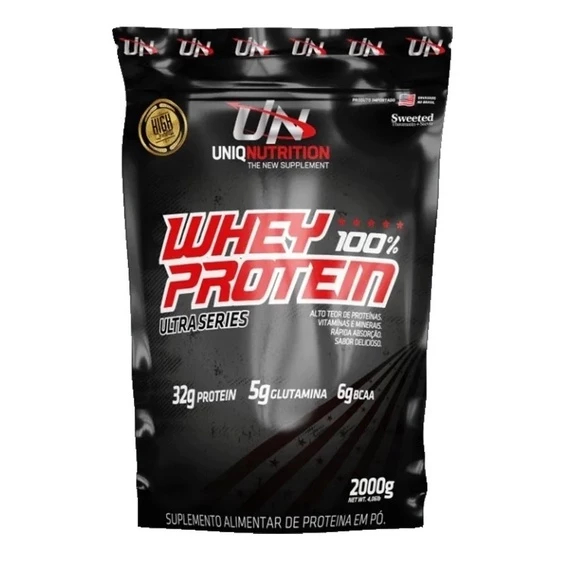 Whey Protein 100% Isolado 2Kg 6g Bcaa 5g Glutamina 32g 2 Kg Uniq