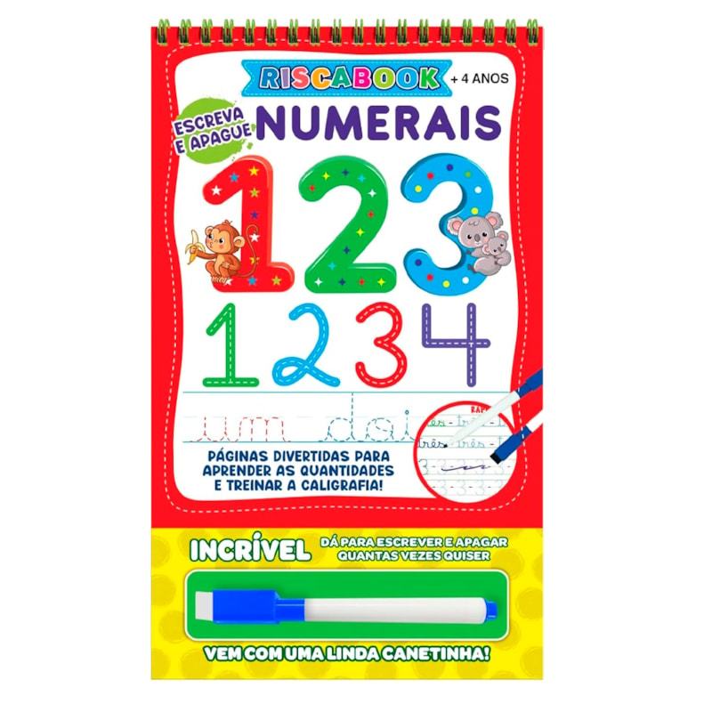 Livro Riscabook | Numerais | Escreva e Apague em Oferta na Shopee