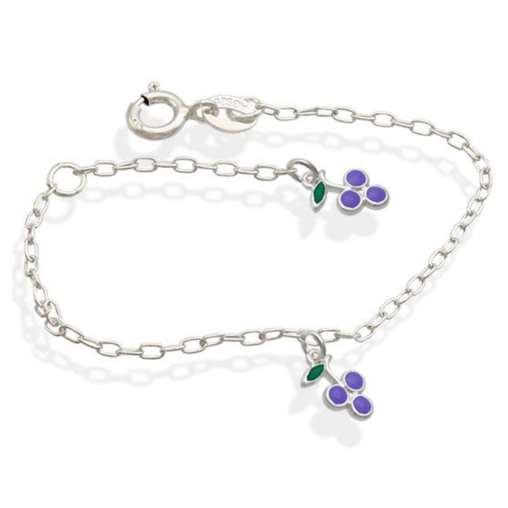 Pulseira Infantil de Prata 925 Uva - Pulseira Feminina para Meninas | 14cm em Oferta na Shopee