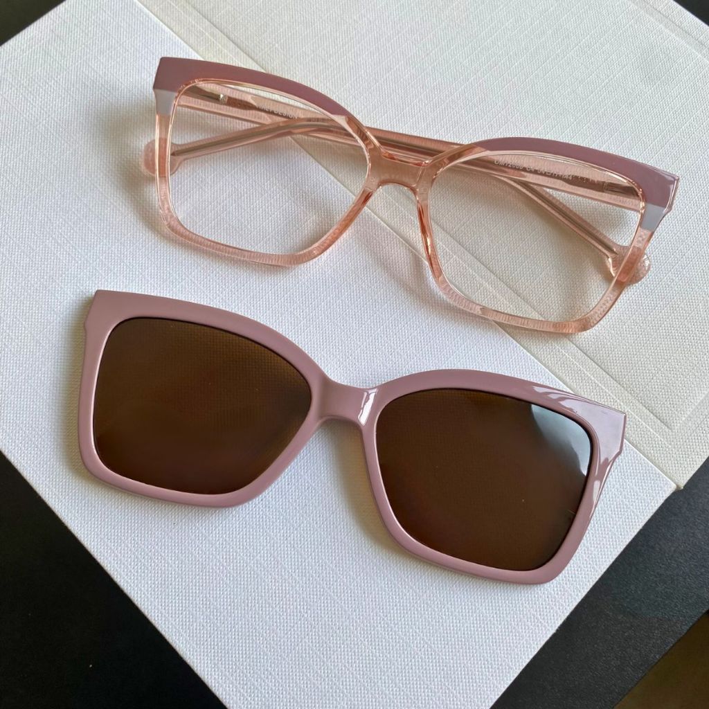 Óculos Com Clip para Grau, 2 em 1 Óculos Solar Clip On Clipon UV400, Lente Polarizada Classica, Casual, Elegante CN12008