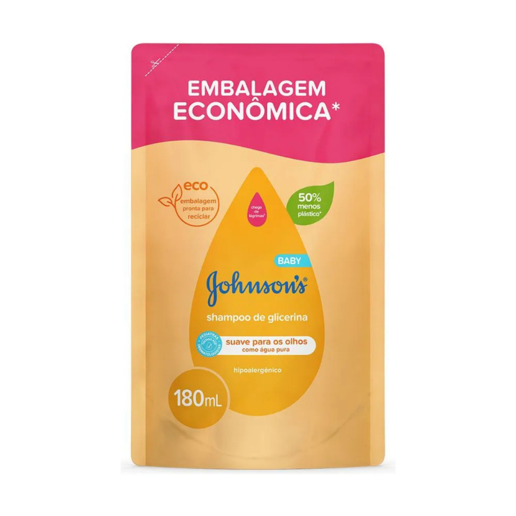 Shampoo Infantil Johnson's Baby Regular Refil Com 180ml em Oferta na Shopee