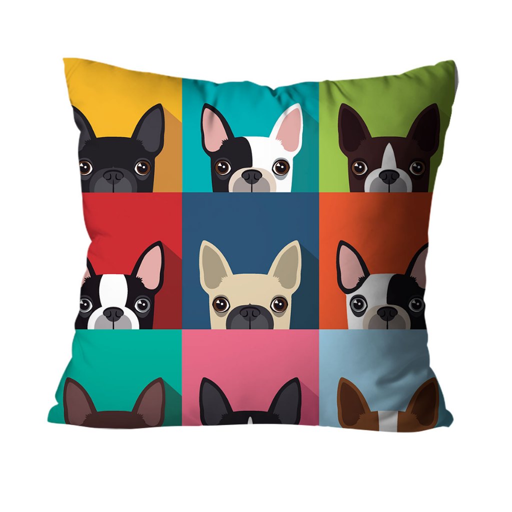 Capa Para Almofadas Bulldogue Francês Colorido 45x45 em Oferta na Shopee