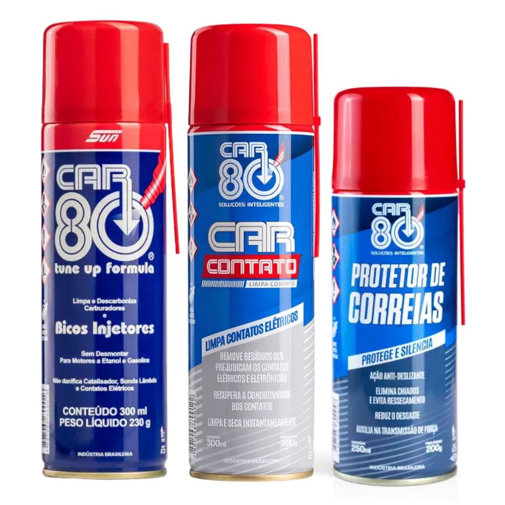 Kit Descarbonizante Limpa Contato Protetor De Correias Car80