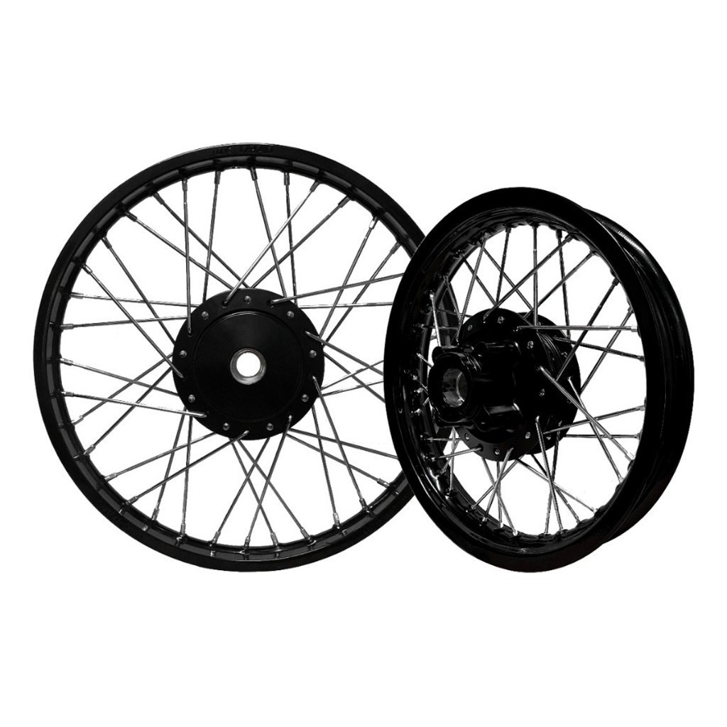 Par Roda Jante Pop 100/110i Montada Ferro Preto 4mm