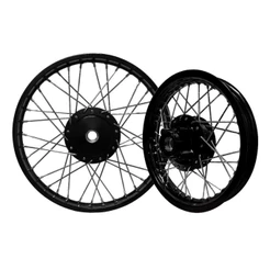 Par Roda Jante Pop 100/110i Montada Ferro Preto 4mm