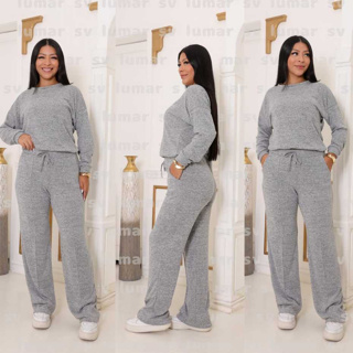 Conjunto Femenino Lanzinha 2 Peças Blusa e Pantalona em Oferta na Shopee