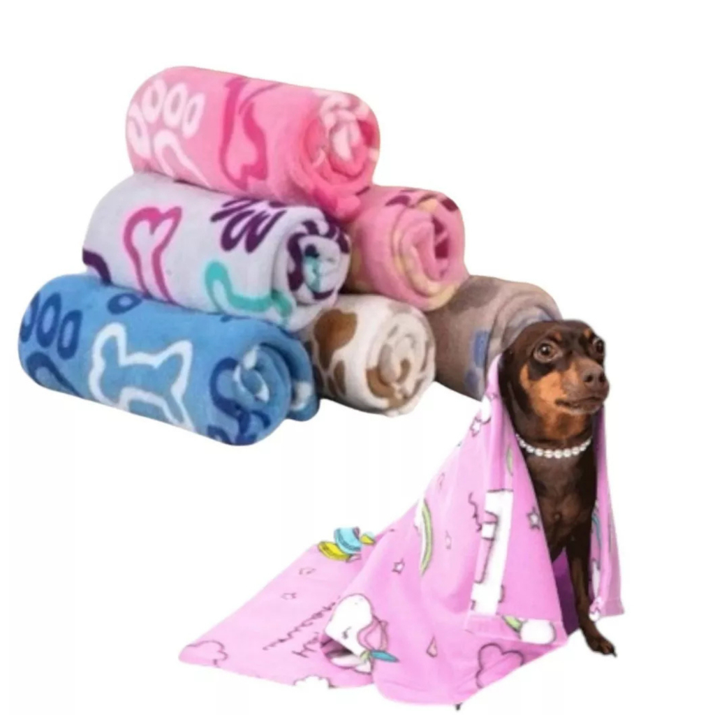 Kit 3 Cobertores Pet Manta Cachorro Gato Lisa e Estampadas Sortidas em Oferta na Shopee