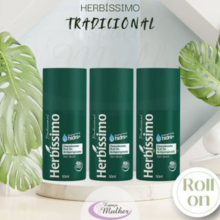 Kit Herbíssimo  3 Desodorantes Antitranspirante Roll On Tradicional 3x50ml em Oferta na Shopee