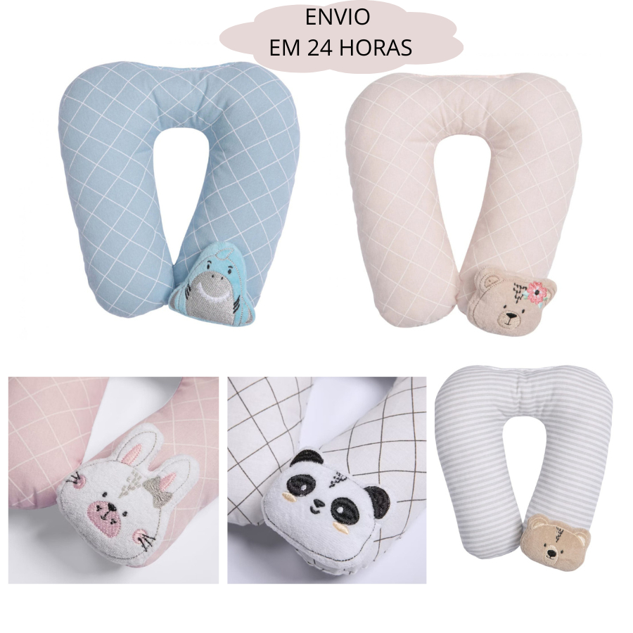 Almofada de Pescoço Bebê  Friends 100% Algodão Bordado pati