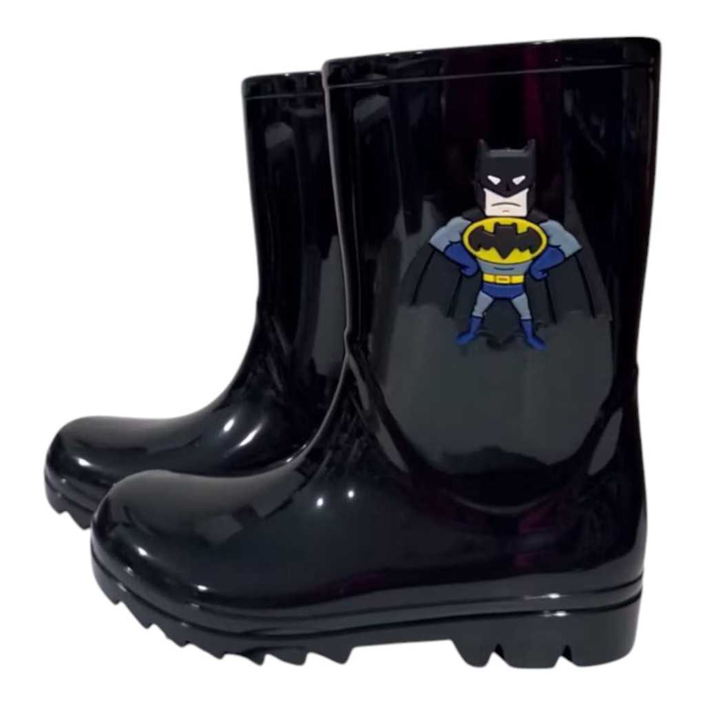 Galocha Cano Alto Bota de Chuva Batman Menino Infantil Juvenil Confortável Leve Impermeável Antiderrapante elegante