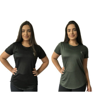 Kit 2 Blusa Academia Feminina Long Line Dry Fit Camiseta Sobre Legging